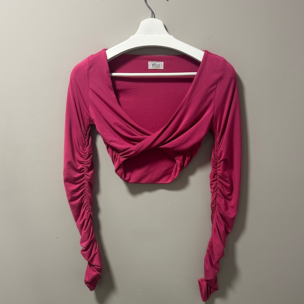 Oh Polly Fuchsia Ruched Crop Top